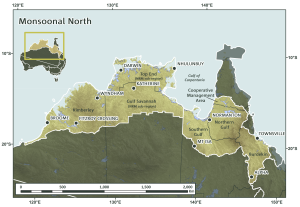 Map of the cluster showing that it covers a large part of northern Australia from the kimberley to northern Queensland, excluding Cape York Peninsula.